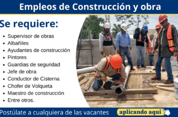 Convocatoria de trabajo en el área de la Construcción y obras