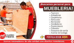 Muebles Fiesta requiere colaboradores en diferentes áreas