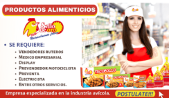 Buscamos personal para Productos Alimenticios Sello de Oro